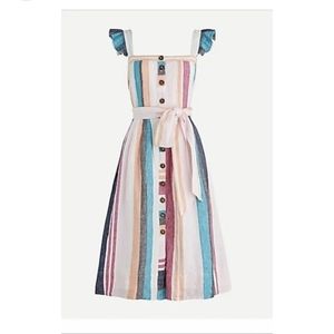 J. Crew Multicolor Striped Midi Dress